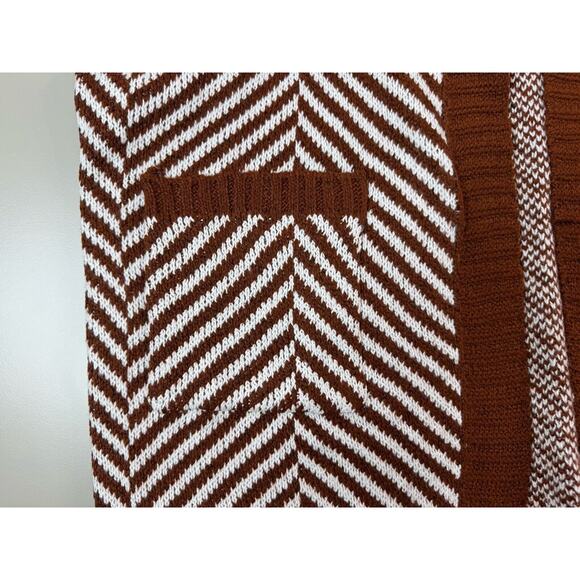 Fortune & Ivy Women’s Cardigan Sweater Size L Boho Western Knit Stripes Brown - Picture 9 of 13